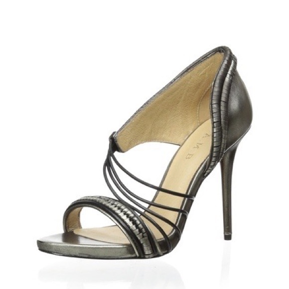 L.A.M.B. Karoline Gunmetal Leather Women’s High Heel Sandals - Picture 2 of 14